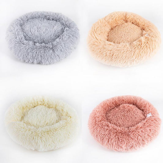 50-100cm Round Pet Bed for Large Dog Bed Super Soft Cat Bed Long Plush Dog House for Small/ Medium Dog House Winter Warm Sleeping Round Plush Cat Litter Kennel Pet Nest Mat Puppy Beds