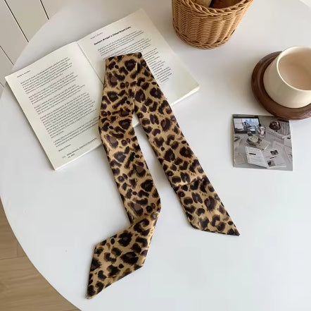 Retro 195*4cm Leopard Scarf Leopard Print Narrow Long Neck scarf Long Neckerchief Women
