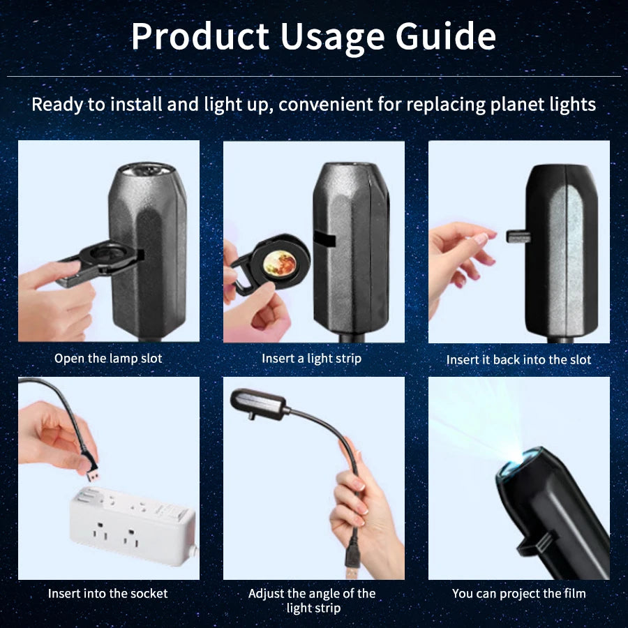 USB Direct Plug Planet Projector Lamp Halloween Christmas Atmosphere Lights Creative LED Night Light for Bedroom Background