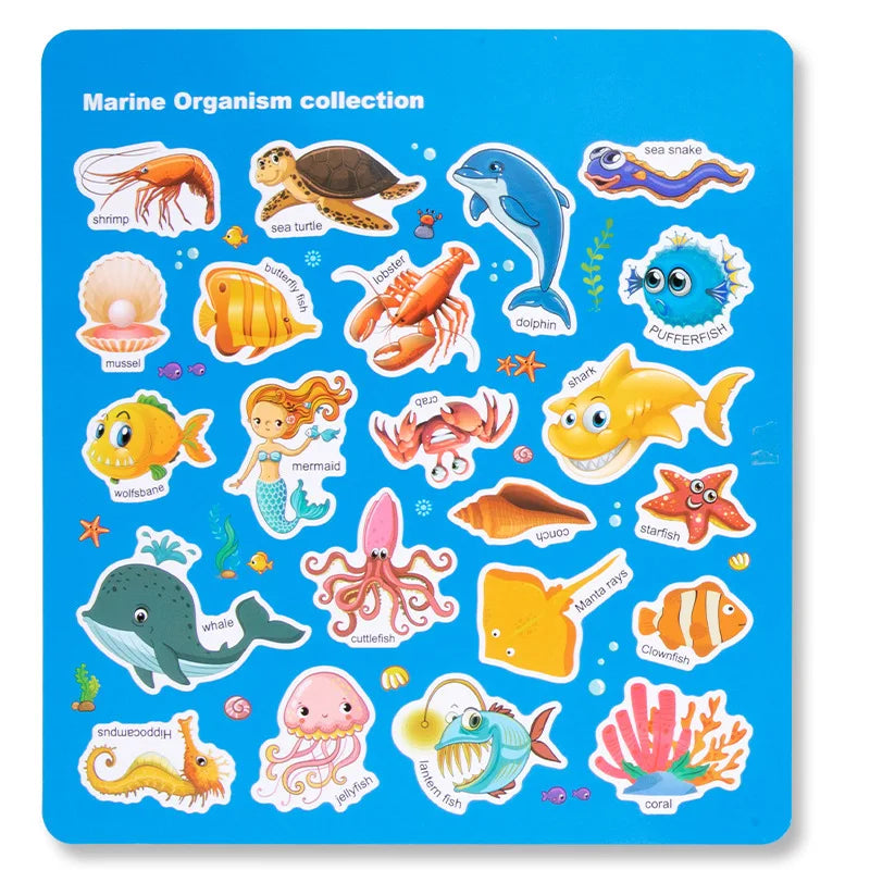 Reusable Cartoon Sticker Book for Kids Multiple Scenos DIY Puzzle Game Educational Learning Classic Toys for Child Age 2-4 Gifts