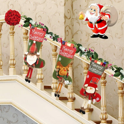 2025 New Year Xmas Big Stockings Set Decorations Christmas 3D Plush Big Sock Christmas Tree Pendant Decorating Supplies