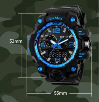 Fashion Men's Watch Sports Electronic Wristwatch Large dial Multifunctional Waterproof Luminous Alarm Kids Male's Military Time Watch