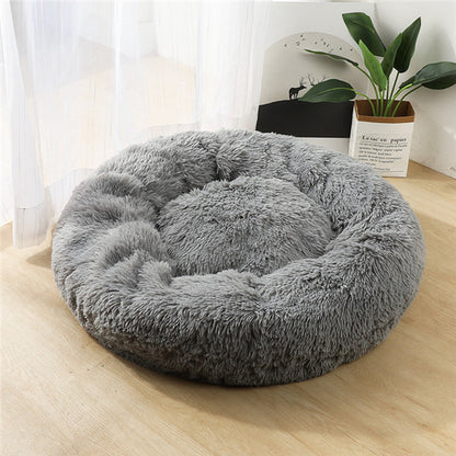 50-100cm Round Pet Bed for Large Dog Bed Super Soft Cat Bed Long Plush Dog House for Small/ Medium Dog House Winter Warm Sleeping Round Plush Cat Litter Kennel Pet Nest Mat Puppy Beds