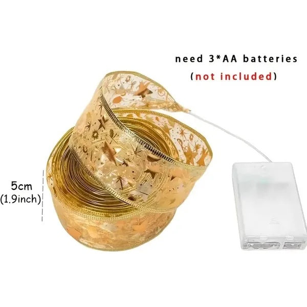 32 Feet Of Christmas Ribbon Fairy Light String Merry Christmas Decorations For Home Xmas holiday Navidad Gifts New Year