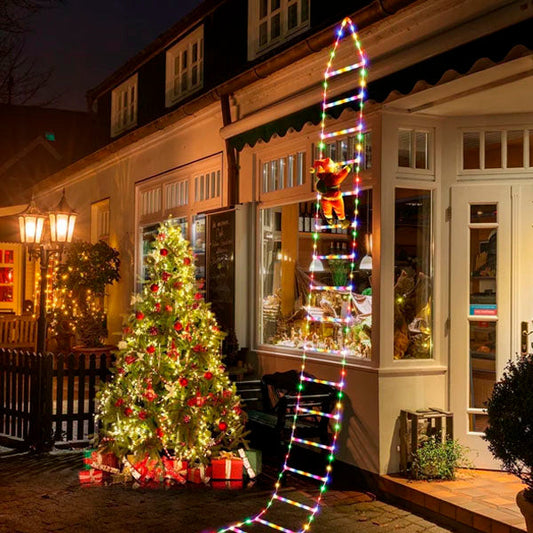 10FT LED Santa Claus Climbing Ladder Lights – USB Powered Christmas Outdoor &amp; Indoor Decoration (338 LEDs, 8 Modes) VNP