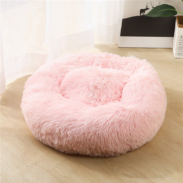 50-100cm Round Pet Bed for Large Dog Bed Super Soft Cat Bed Long Plush Dog House for Small/ Medium Dog House Winter Warm Sleeping Round Plush Cat Litter Kennel Pet Nest Mat Puppy Beds