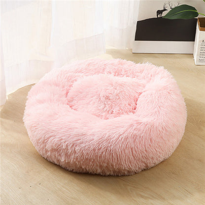 50-100cm Round Pet Bed for Large Dog Bed Super Soft Cat Bed Long Plush Dog House for Small/ Medium Dog House Winter Warm Sleeping Round Plush Cat Litter Kennel Pet Nest Mat Puppy Beds
