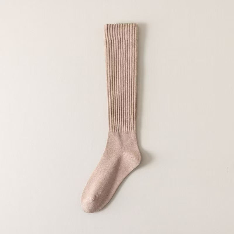 Women's Knee Length Socks Deodorant Mid-calf Japanese Maillard Slimming Casual Compression Stockings Fashion Pure Cotton Knee-high Warm Long Tight Boot Socks Fall Winter