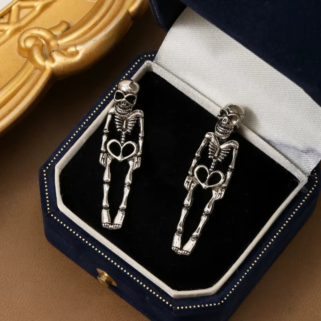 Dark Romance Ear Jacket Skeleton Earrings