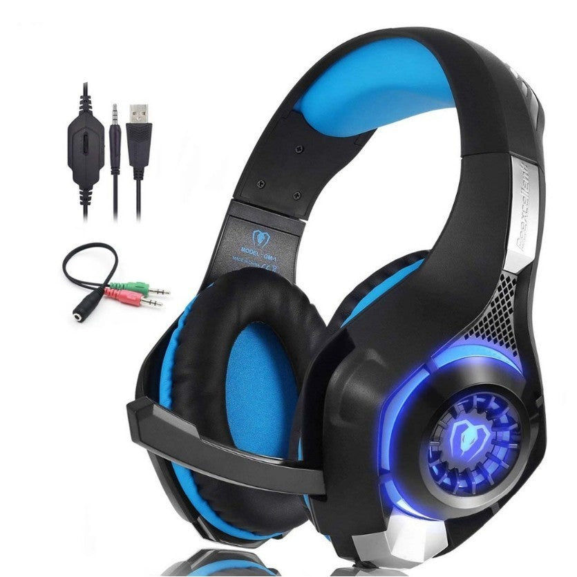 Beexcellent Stereo Gaming Headset Casque Deep Bass Stereo Game Headphone with Mic LED Light for PS4 Phone PC Laptop Gamer