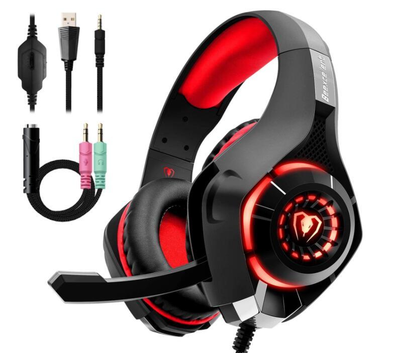 Beexcellent Stereo Gaming Headset Casque Deep Bass Stereo Game Headphone with Mic LED Light for PS4 Phone PC Laptop Gamer
