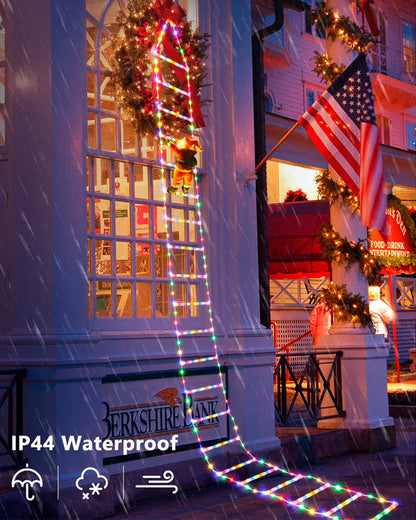 10FT LED Santa Claus Climbing Ladder Lights – USB Powered Christmas Outdoor &amp; Indoor Decoration (338 LEDs, 8 Modes) VNP