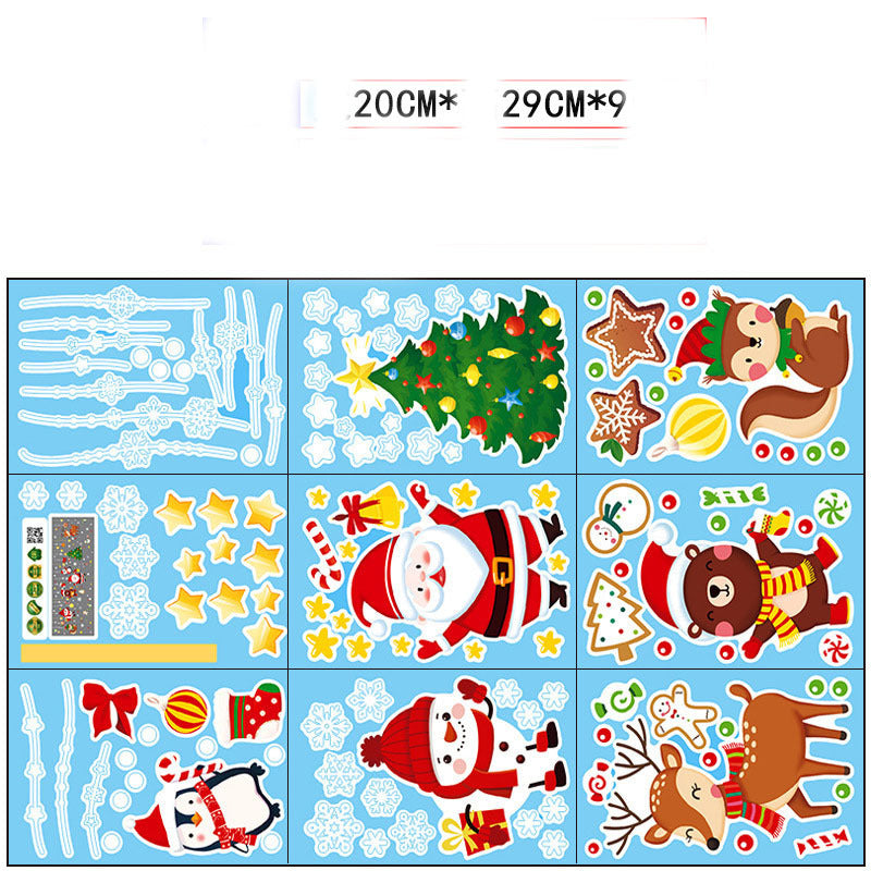 Stylish Christmas Snowman Snowflake Santa Claus Wall Sticker New Year Glass Window Decoration Mural Room Home Decor Electrostatic Decals