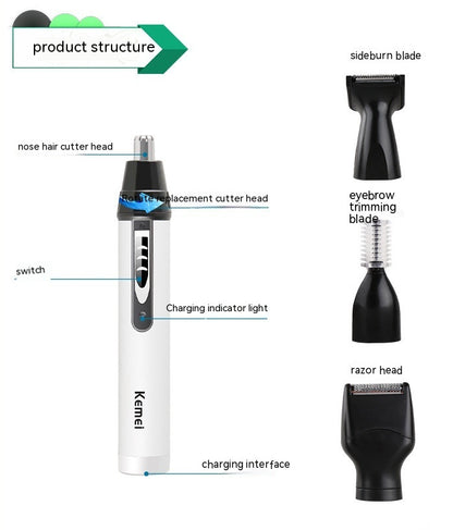 KM-6650 Multifunctional Electric Shaver Hair Clipper Powerful Rechargeable Shaver For Men Foil Electric Shaver Beard Head Shaving Electric Razor Facial USB with extra mesh