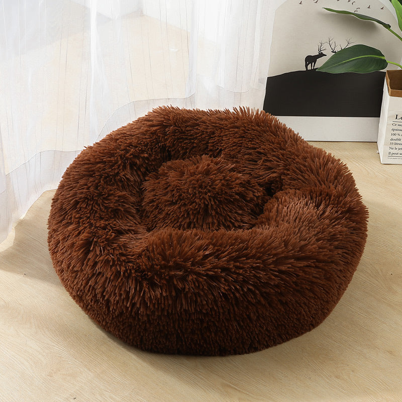50-100cm Round Pet Bed for Large Dog Bed Super Soft Cat Bed Long Plush Dog House for Small/ Medium Dog House Winter Warm Sleeping Round Plush Cat Litter Kennel Pet Nest Mat Puppy Beds