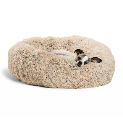 50-100cm Round Pet Bed for Large Dog Bed Super Soft Cat Bed Long Plush Dog House for Small/ Medium Dog House Winter Warm Sleeping Round Plush Cat Litter Kennel Pet Nest Mat Puppy Beds
