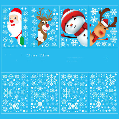 Stylish Christmas Snowman Snowflake Santa Claus Wall Sticker New Year Glass Window Decoration Mural Room Home Decor Electrostatic Decals