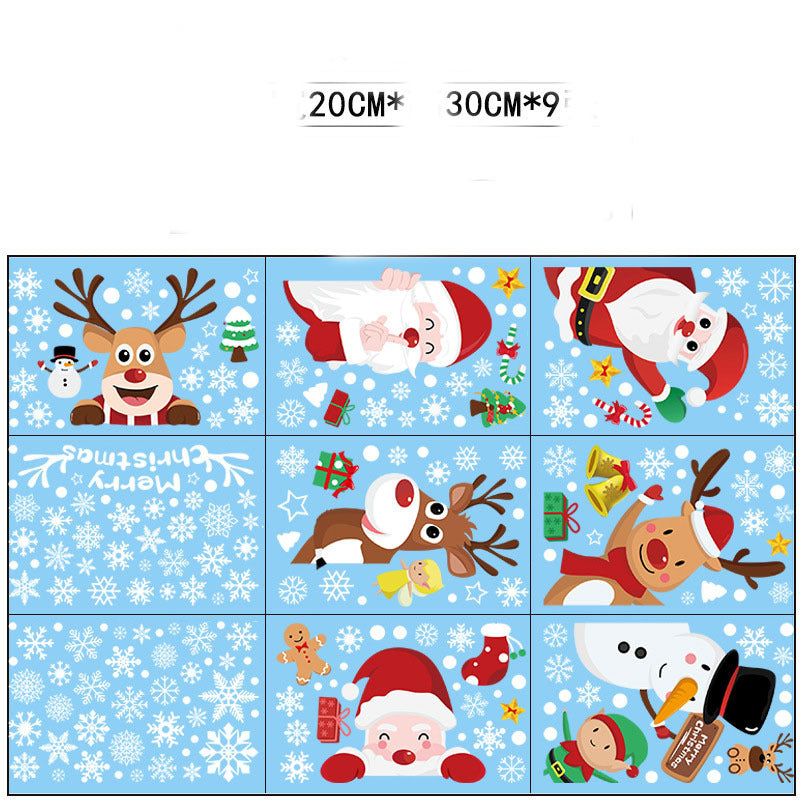 Stylish Christmas Snowman Snowflake Santa Claus Wall Sticker New Year Glass Window Decoration Mural Room Home Decor Electrostatic Decals