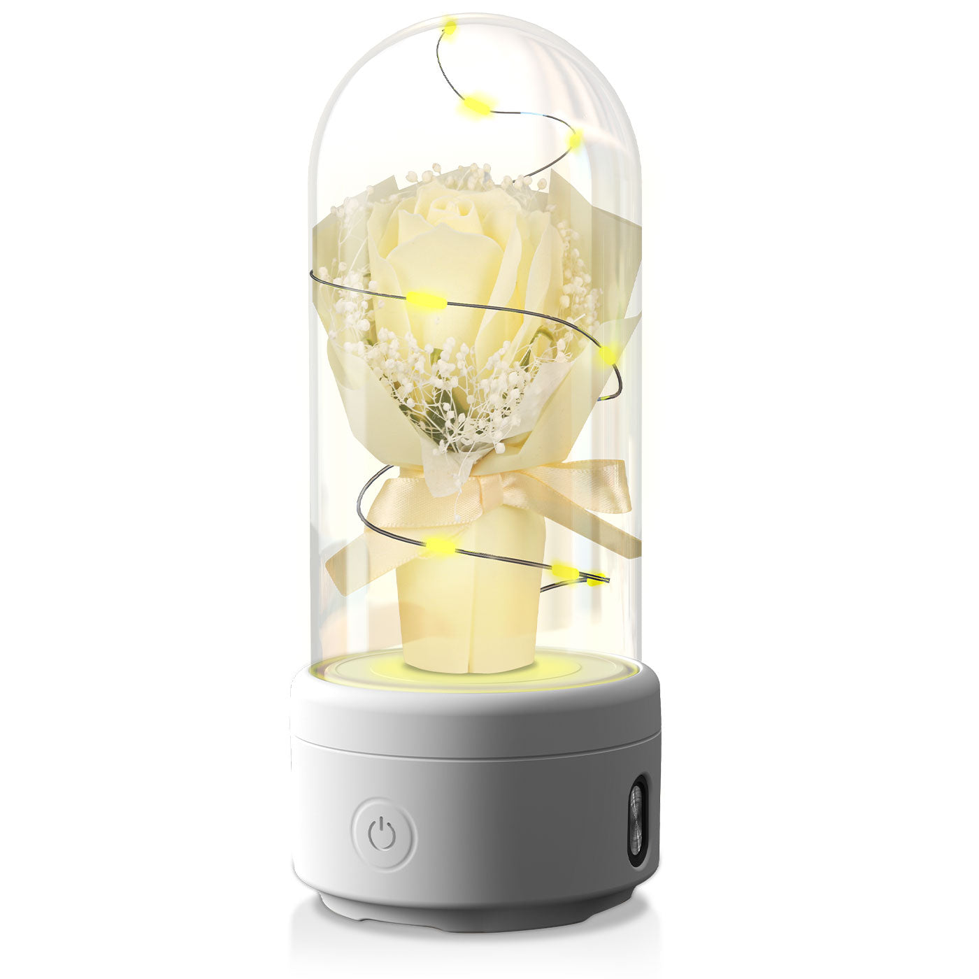 Creative 2 In 1 Bouquet LED Light And Bluetooth-compatible Speaker Mother's Valentine's Day Gift Rose Luminous Night Light Ornament In Glass Cover