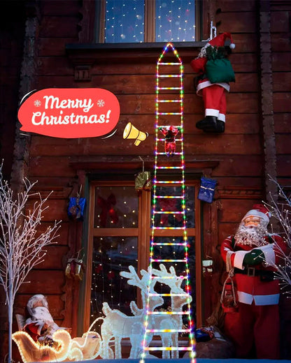 10FT LED Santa Claus Climbing Ladder Lights – USB Powered Christmas Outdoor &amp; Indoor Decoration (338 LEDs, 8 Modes) VNP