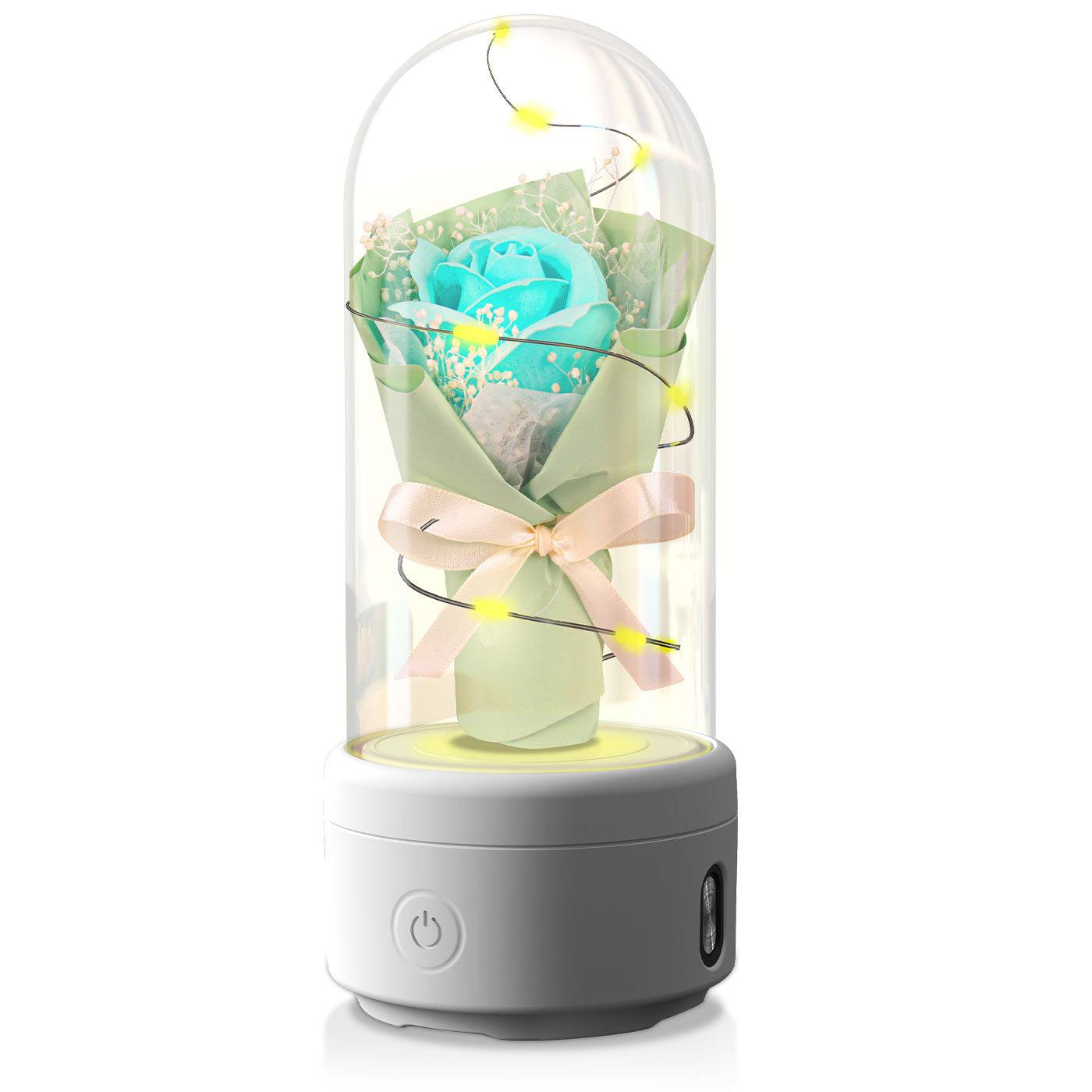 Creative 2 In 1 Bouquet LED Light And Bluetooth-compatible Speaker Mother's Valentine's Day Gift Rose Luminous Night Light Ornament In Glass Cover