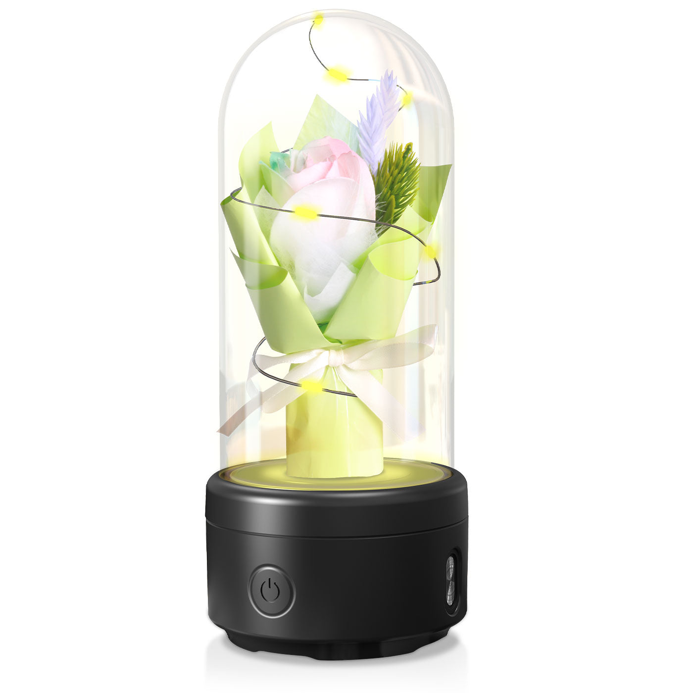 Creative 2 In 1 Bouquet LED Light And Bluetooth-compatible Speaker Mother's Valentine's Day Gift Rose Luminous Night Light Ornament In Glass Cover