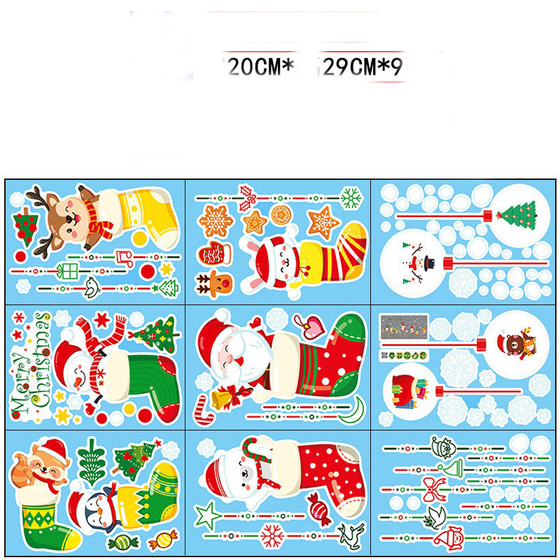 Stylish Christmas Snowman Snowflake Santa Claus Wall Sticker New Year Glass Window Decoration Mural Room Home Decor Electrostatic Decals