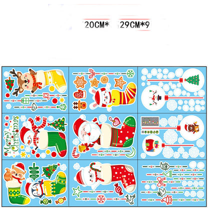 Stylish Christmas Snowman Snowflake Santa Claus Wall Sticker New Year Glass Window Decoration Mural Room Home Decor Electrostatic Decals