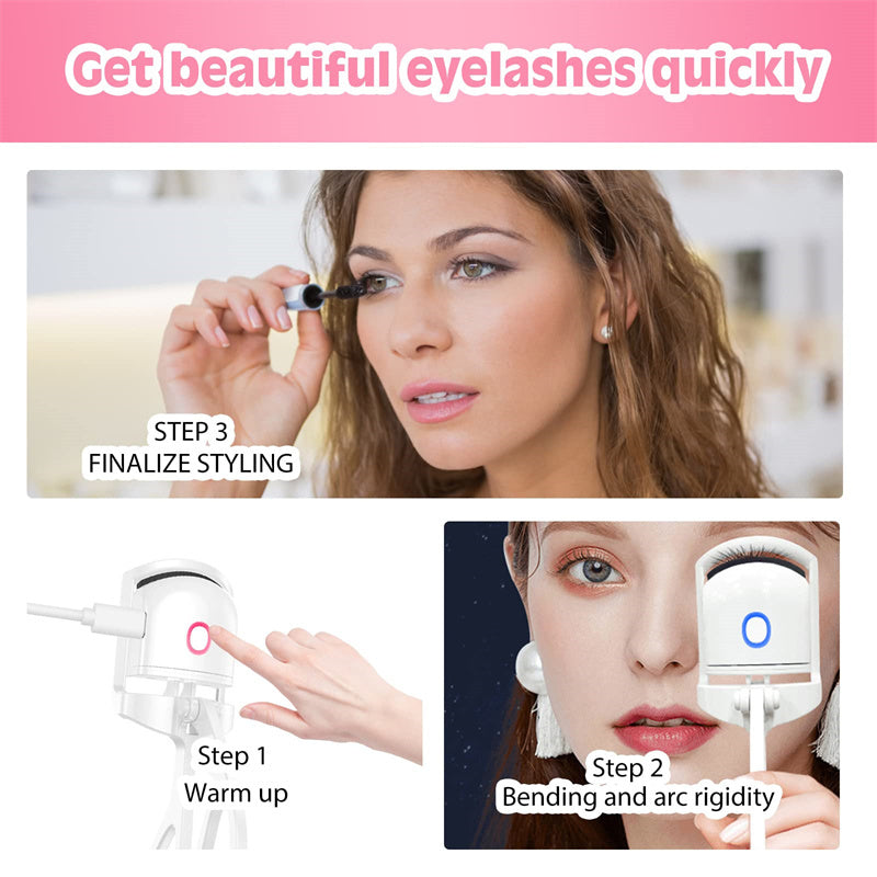 Heated Eyelash Curler Electric Temperature Control Mini Eyelash Curler Electric Portable USB Charging