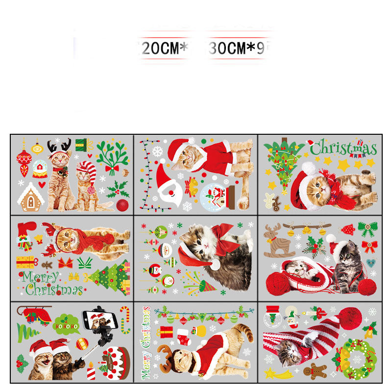 Stylish Christmas Snowman Snowflake Santa Claus Wall Sticker New Year Glass Window Decoration Mural Room Home Decor Electrostatic Decals