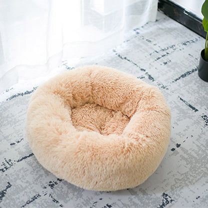 50-100cm Round Pet Bed for Large Dog Bed Super Soft Cat Bed Long Plush Dog House for Small/ Medium Dog House Winter Warm Sleeping Round Plush Cat Litter Kennel Pet Nest Mat Puppy Beds