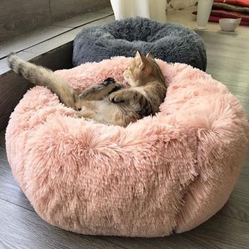 50-100cm Round Pet Bed for Large Dog Bed Super Soft Cat Bed Long Plush Dog House for Small/ Medium Dog House Winter Warm Sleeping Round Plush Cat Litter Kennel Pet Nest Mat Puppy Beds