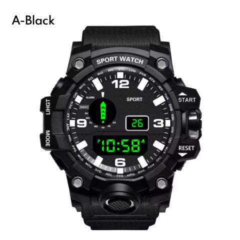 Fashion Men's Watch Sports Electronic Wristwatch Large dial Multifunctional Waterproof Luminous Alarm Kids Male's Military Watch