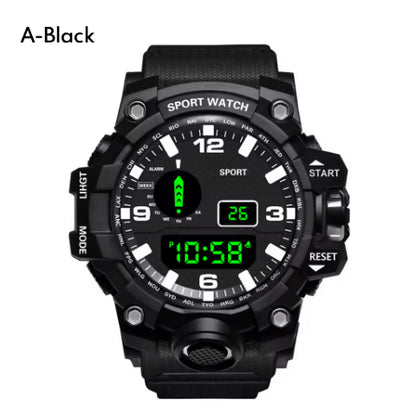 Fashion Men's Watch Sports Electronic Wristwatch Large dial Multifunctional Waterproof Luminous Alarm Kids Male's Military Watch