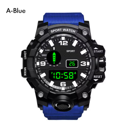 Fashion Men's Watch Sports Electronic Wristwatch Large dial Multifunctional Waterproof Luminous Alarm Kids Male's Military Watch