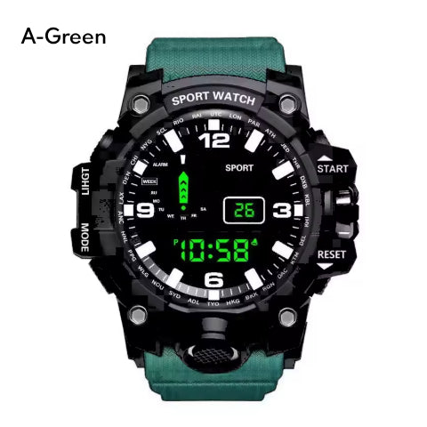 Fashion Men's Watch Sports Electronic Wristwatch Large dial Multifunctional Waterproof Luminous Alarm Kids Male's Military Watch