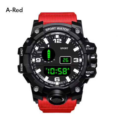 Fashion Men's Watch Sports Electronic Wristwatch Large dial Multifunctional Waterproof Luminous Alarm Kids Male's Military Watch