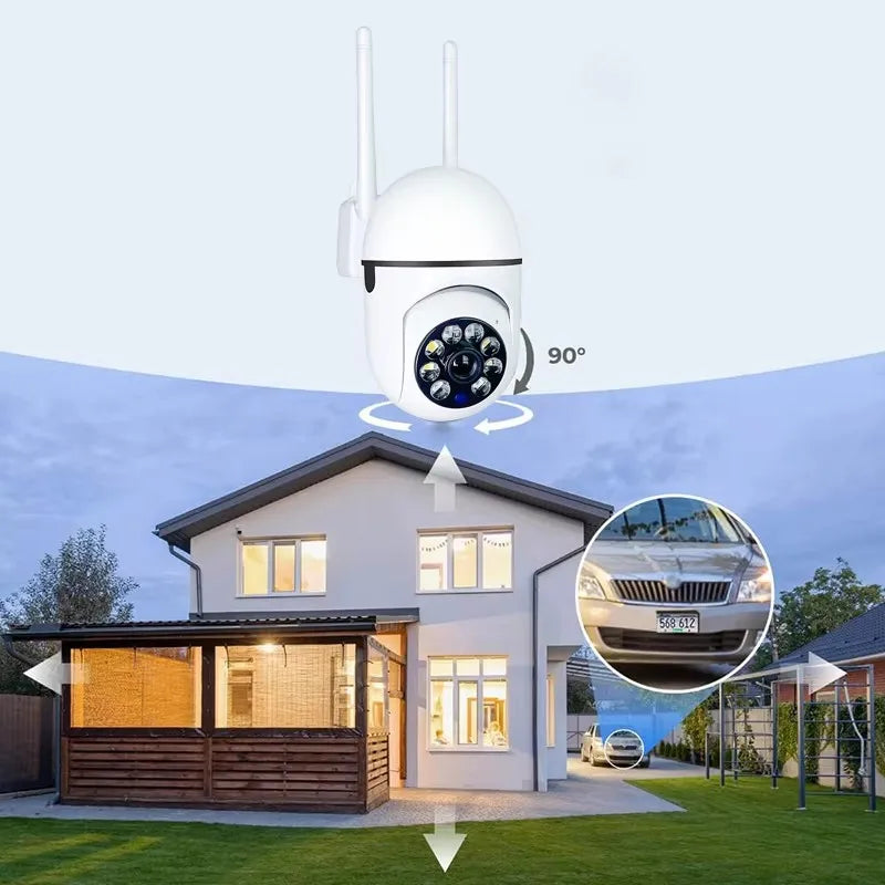 Wifi IP Wireless Security Surveillance PTZ Camera 4X Zoom Cameras Tracking Two-way Audio HD Night Vision Remote HD Indoor And Outdoor Wall-mounted Bulb Camera