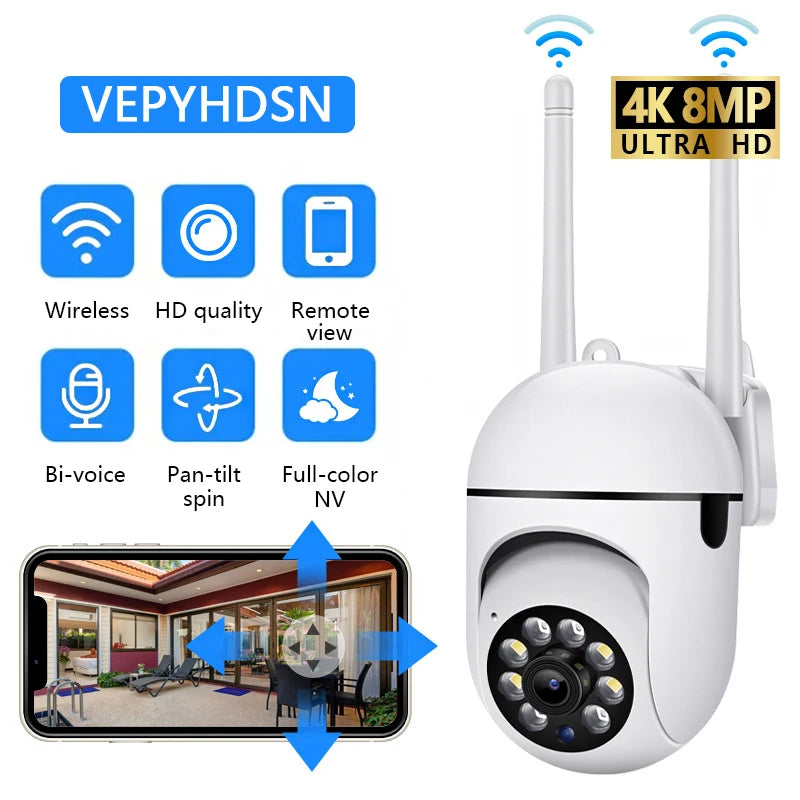 Wifi IP Wireless Security Surveillance PTZ Camera 4X Zoom Cameras Tracking Two-way Audio HD Night Vision Remote HD Indoor And Outdoor Wall-mounted Bulb Camera