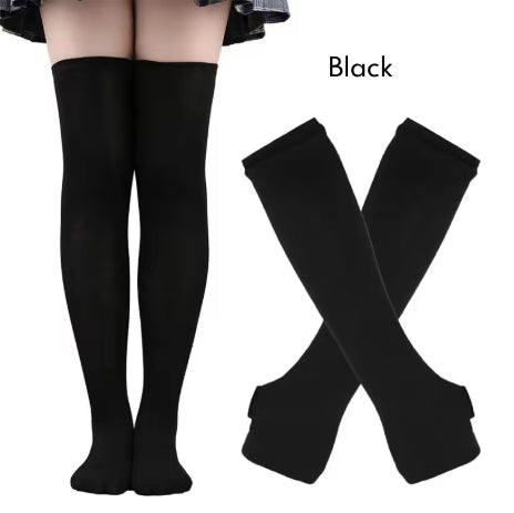 2Pairs/Set Women Gothic Punk Over Knee Long Stripe Socks Girl Arm Sleeve Gloves Thigh High Cotton Socks Sweet Cute Christmas Gift