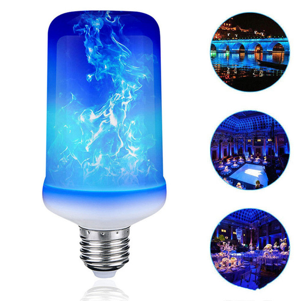 Blue & Yellow LED Night Light Flame Light Bulb 4 Modes Fire Bulb Lamp Christmas Party Outdoor Indoor Home Decor E27 Base Flickering Nightlight