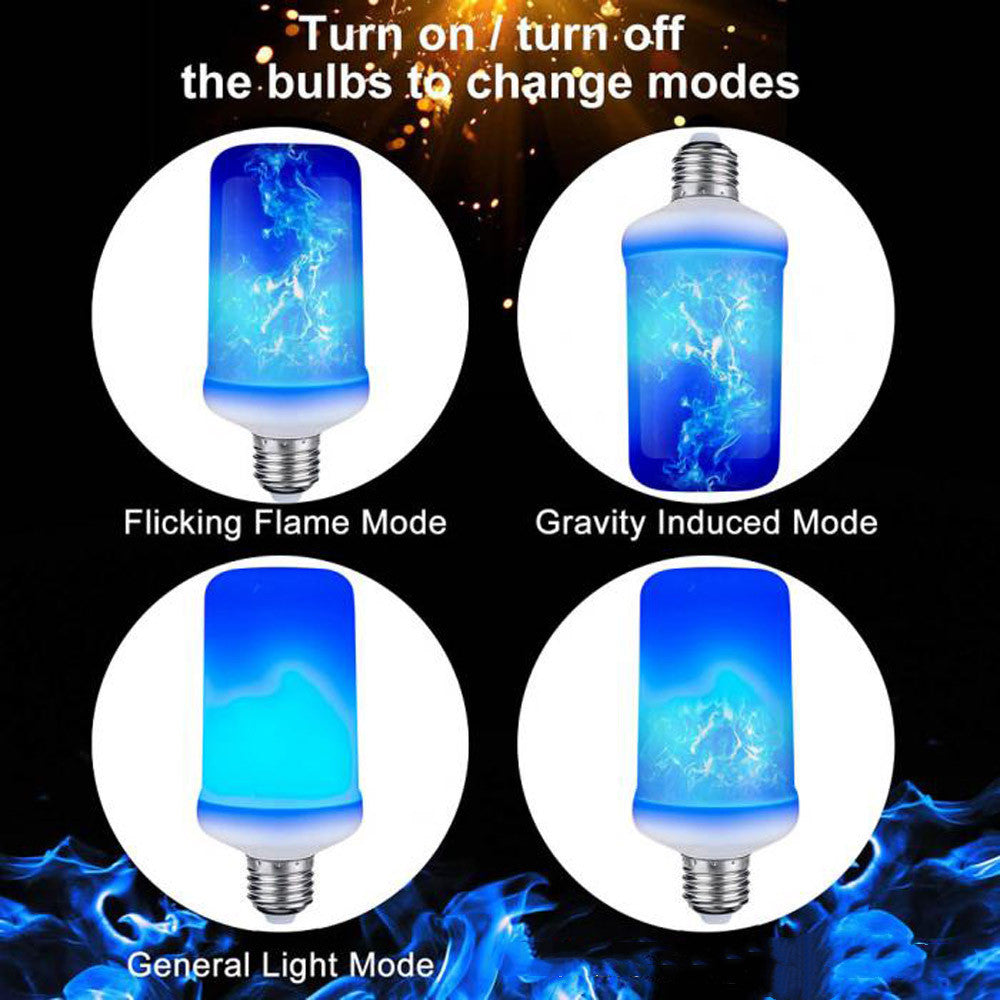 Blue & Yellow LED Night Light Flame Light Bulb 4 Modes Fire Bulb Lamp Christmas Party Outdoor Indoor Home Decor E27 Base Flickering Nightlight