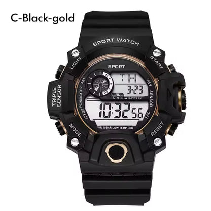 Fashion Men's Watch Sports Electronic Wristwatch Large dial Multifunctional Waterproof Luminous Alarm Kids Male's Military Watch