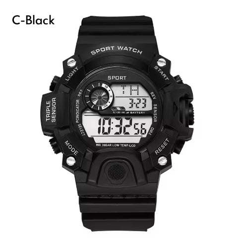 Fashion Men's Watch Sports Electronic Wristwatch Large dial Multifunctional Waterproof Luminous Alarm Kids Male's Military Watch