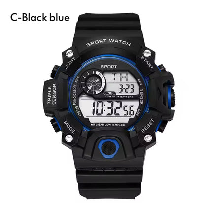Fashion Men's Watch Sports Electronic Wristwatch Large dial Multifunctional Waterproof Luminous Alarm Kids Male's Military Watch