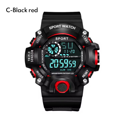 Fashion Men's Watch Sports Electronic Wristwatch Large dial Multifunctional Waterproof Luminous Alarm Kids Male's Military Watch