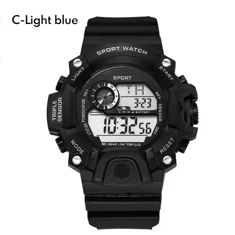 Fashion Men's Watch Sports Electronic Wristwatch Large dial Multifunctional Waterproof Luminous Alarm Kids Male's Military Watch