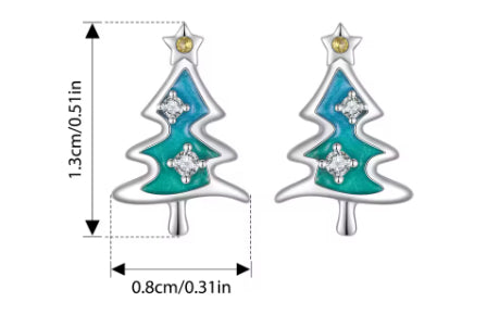 Thaya 925 Silver Cute Reindeer Santa Claus Snowman Christmas tree Earrings