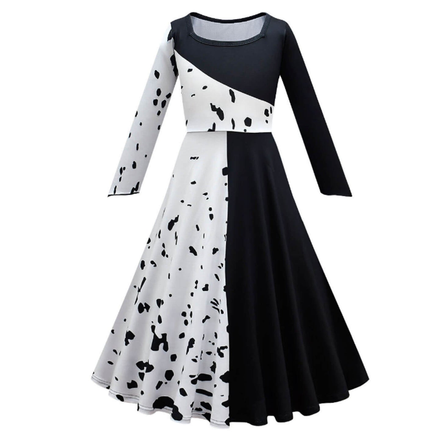 Kids Black/ White Costume Fashion Dress and Accessories Full Set Halloween Cosplay