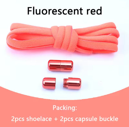 No tie Shoelaces Capsule Lock Elastic Laces Sneakers Semicircle Shoelace Rubber Band for Shoes Kids Adult Quick Sport Shoestring